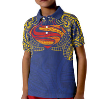 Super Samoan Traditional Tribal Art Tattoos Kid Polo Shirt Blue Color - Polynesian Pride