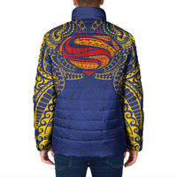 Super Samoan Traditional Tribal Art Tattoos Padded Jacket Blue Color LT03 - Polynesian Pride