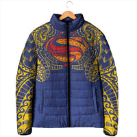 Super Samoan Traditional Tribal Art Tattoos Padded Jacket Blue Color LT03 - Polynesian Pride