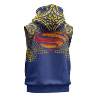Super Samoan Traditional Tribal Art Tattoos Sleeveless Zip Hoodie Blue Color LT03 - Polynesian Pride