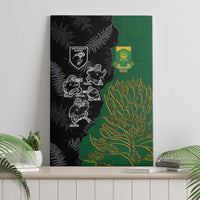 Aotearoa South Africa Rugby Freedom Cup Canvas Wall Art Kiwi Warriors Haka with King Protea Symbol LT03 - Polynesian Pride