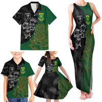 Custom Aotearoa South Africa Rugby Freedom Cup Family Matching Tank Maxi Dress and Hawaiian Shirt Kiwi Warriors Haka with King Protea Symbol - Polynesian Pride