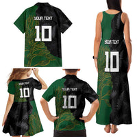 Custom Aotearoa South Africa Rugby Freedom Cup Family Matching Tank Maxi Dress and Hawaiian Shirt Kiwi Warriors Haka with King Protea Symbol - Polynesian Pride