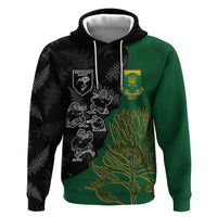 Custom Aotearoa South Africa Rugby Freedom Cup Hoodie Kiwi Warriors Haka with King Protea Symbol - Polynesian Pride