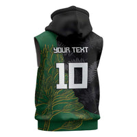 Custom Aotearoa South Africa Rugby Freedom Cup Sleeveless Zip Hoodie Kiwi Warriors Haka with King Protea Symbol LT03 - Polynesian Pride