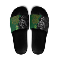 Aotearoa South Africa Rugby Freedom Cup Slide Sandals Kiwi Warriors Haka with King Protea Symbol - Polynesian Pride