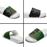 Aotearoa South Africa Rugby Freedom Cup Slide Sandals Kiwi Warriors Haka with King Protea Symbol - Polynesian Pride