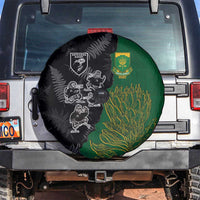 Aotearoa South Africa Rugby Freedom Cup Spare Tire Cover Kiwi Warriors Haka with King Protea Symbol - Polynesian Pride