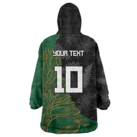 Custom Aotearoa South Africa Rugby Freedom Cup Wearable Blanket Hoodie Kiwi Warriors Haka with King Protea Symbol - Polynesian Pride