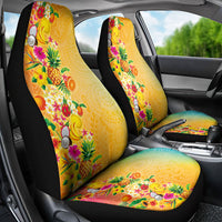 Hawaiian Tropical Fruits and Plants Car Seat Cover Kakau Pattern Summer Vibe