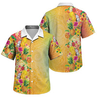 Hawaiian Tropical Fruits and Plants Family Matching Long Sleeve Bodycon Dress and Hawaiian Shirt Kakau Pattern Summer Vibe