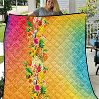 Hawaiian Tropical Fruits and Plants Quilt Kakau Pattern Summer Vibe