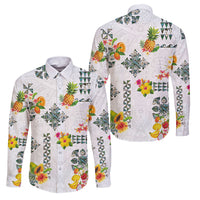 Hawaiian Quilts Family Matching Off Shoulder Maxi Dress and Hawaiian Shirt Tropical Fruits and Plants