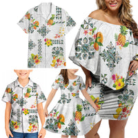 Hawaiian Quilts Family Matching Off Shoulder Short Dress and Hawaiian Shirt Tropical Fruits and Plants LT03 - Polynesian Pride