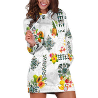 Hawaiian Quilts Hoodie Dress Tropical Fruits and Plants