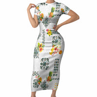 Hawaiian Quilts Short Sleeve Bodycon Dress Tropical Fruits and Plants