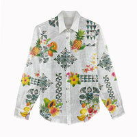 Hawaiian Quilts Women Casual Shirt Tropical Fruits and Plants