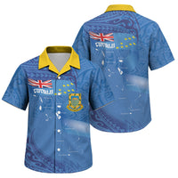 Tuvalu Heritage Family Matching Short Sleeve Bodycon Dress and Hawaiian Shirt Map of the Islands and Polynesia Pattern