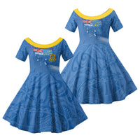 Tuvalu Heritage Family Matching Tank Maxi Dress and Hawaiian Shirt Map of the Islands and Polynesia Pattern