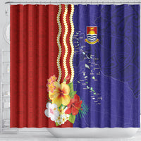 Kiribati Heritage Shower Curtain Map of the Islands and Polynesia Pattern