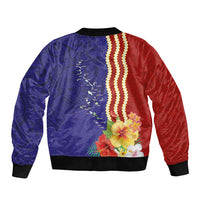 Kiribati Heritage Sleeve Zip Bomber Jacket Map of the Islands and Polynesia Pattern