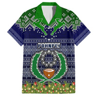 pohnpei-state-christmas-family-matching-off-shoulder-long-sleeve-dress-and-hawaiian-shirt-coat-of-arms-beautiful-merry-xmas-snowflake