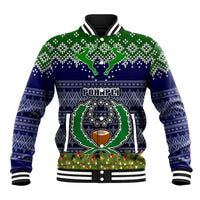 Personalised Pohnpei State Christmas Baseball Jacket Coat of Arms Beautiful Merry Xmas Snowflake LT03 Unisex Blue - Polynesian Pride