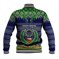 Personalised Pohnpei State Christmas Baseball Jacket Coat of Arms Beautiful Merry Xmas Snowflake LT03 - Polynesian Pride