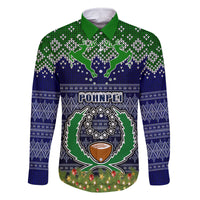 personalised-pohnpei-state-christmas-family-matching-off-shoulder-short-dress-and-hawaiian-shirt-coat-of-arms-beautiful-merry-xmas-snowflake