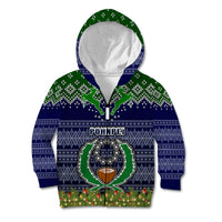 Personalised Pohnpei State Christmas Kid Hoodie Coat of Arms Beautiful Merry Xmas Snowflake LT03 Zip Hoodie Blue - Polynesian Pride