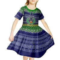 personalised-pohnpei-state-christmas-kid-short-sleeve-dress-coat-of-arms-beautiful-merry-xmas-snowflake
