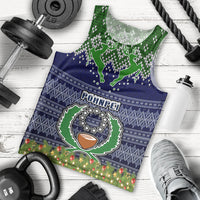 Personalised Pohnpei State Christmas Men Tank Top Coat of Arms Beautiful Merry Xmas Snowflake LT03 Blue - Polynesian Pride
