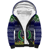 Personalised Pohnpei State Christmas Sherpa Hoodie Coat of Arms Beautiful Merry Xmas Snowflake LT03 Unisex Blue - Polynesian Pride