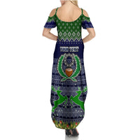 Personalised Pohnpei State Christmas Summer Maxi Dress Coat of Arms Beautiful Merry Xmas Snowflake LT03 - Polynesian Pride