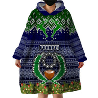 Personalised Pohnpei State Christmas Wearable Blanket Hoodie Coat of Arms Beautiful Merry Xmas Snowflake LT03 - Polynesian Pride