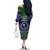chuuk-state-christmas-off-the-shoulder-long-sleeve-dress-coat-of-arms-beautiful-merry-xmas-snowflake