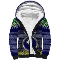 Personalised Chuuk State Christmas Sherpa Hoodie Coat of Arms Beautiful Merry Xmas Snowflake LT03 Unisex Blue - Polynesian Pride