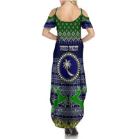 personalised-chuuk-state-christmas-summer-maxi-dress-coat-of-arms-beautiful-merry-xmas-snowflake