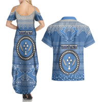 personalised-kosrae-christmas-couples-matching-summer-maxi-dress-and-hawaiian-shirt-coat-of-arms-beautiful-merry-xmas-snowflake