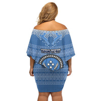 Personalised Kosrae Christmas Off Shoulder Short Dress Coat of Arms Beautiful Merry Xmas Snowflake LT03 - Polynesian Pride