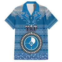 Yap Christmas Family Matching Long Sleeve Bodycon Dress and Hawaiian Shirt Coat of Arms Beautiful Merry Xmas Snowflake LT03 Dad's Shirt - Short Sleeve Blue - Polynesian Pride