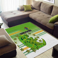 Cook Islands Va'a Race Area Rug Te Tatau Tattoos Sporty Style Green-White Color - Polynesian Pride