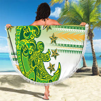 Cook Islands Va'a Race Beach Blanket Te Tatau Tattoos Sporty Style Green-White Color - Polynesian Pride