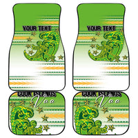 Personalised Cook Islands Va'a Race Car Mats Te Tatau Tattoos Sporty Style Green-White Color - Polynesian Pride