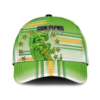 Cook Islands Va'a Race Classic Cap Te Tatau Tattoos Sporty Style Green-White Color LT03 Universal Fit Green - Polynesian Pride