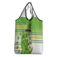 Cook Islands Va'a Race Grocery Bag Te Tatau Tattoos Sporty Style Green-White Color - Polynesian Pride
