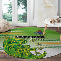 Cook Islands Va'a Race Round Carpet Te Tatau Tattoos Sporty Style Green-White Color - Polynesian Pride