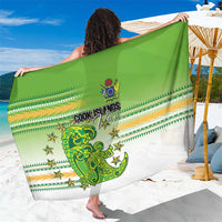 Cook Islands Va'a Race Sarong Te Tatau Tattoos Sporty Style Green-White Color - Polynesian Pride