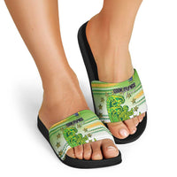 Cook Islands Va'a Race Slide Sandals Te Tatau Tattoos Sporty Style Green-White Color - Polynesian Pride