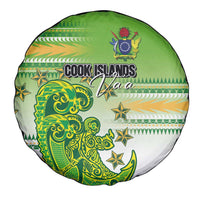 Cook Islands Va'a Race Spare Tire Cover Te Tatau Tattoos Sporty Style Green-White Color - Polynesian Pride